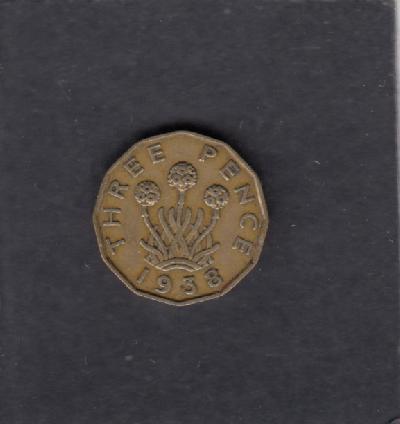 Beschrijving: 3 Pence  GEORGIUS VI